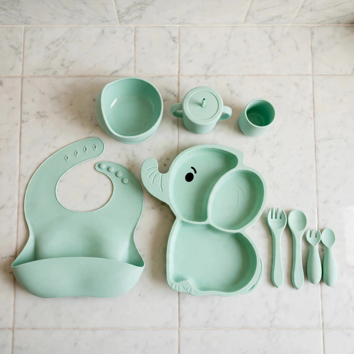 Set de Alimentación 9 Piezas de Silicona para Bebés 6m+